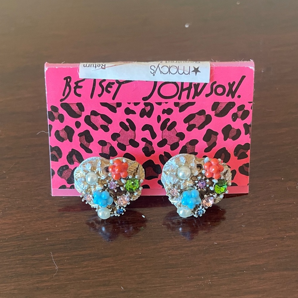 Betsey Johnson Multicolor Heart Earrings
